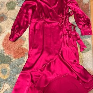 Sofia by Sofia Vergara Magenta Long Sleeve Wrap Dress